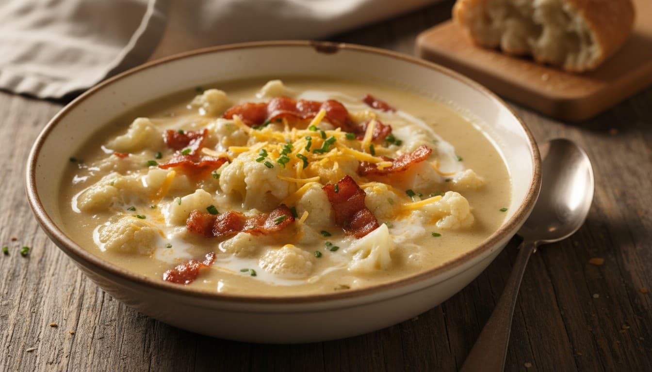 Cauliflower, Bacon and Cheese Soup