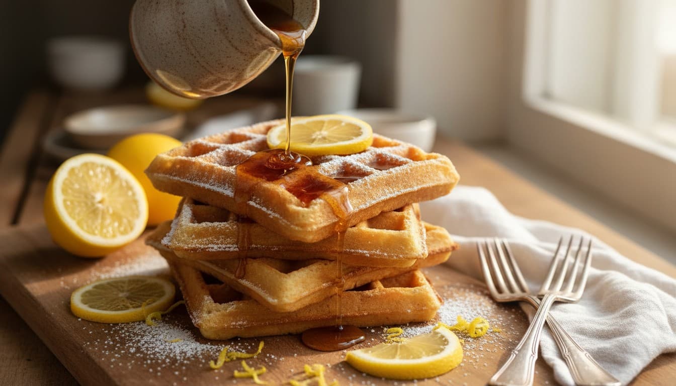 Crispy Lemon Waffles