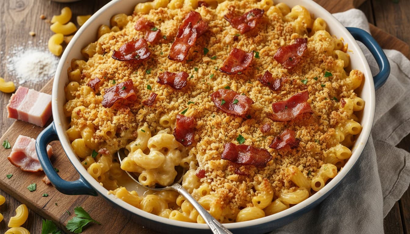 Baked Mac ’n’ Cheese with Crispy Bacon