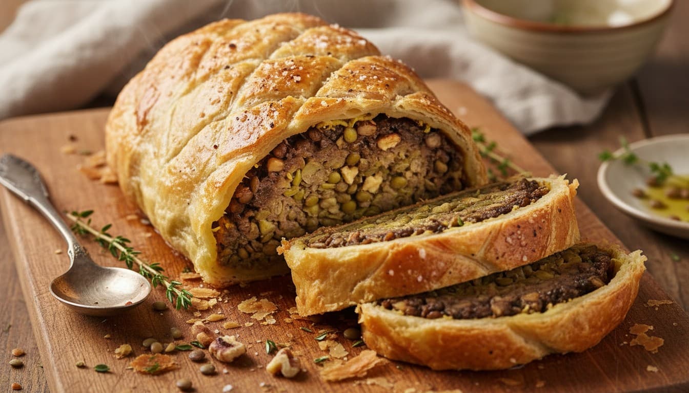 Vegetarian Wellington (Mushroom & Lentil Wellington)
